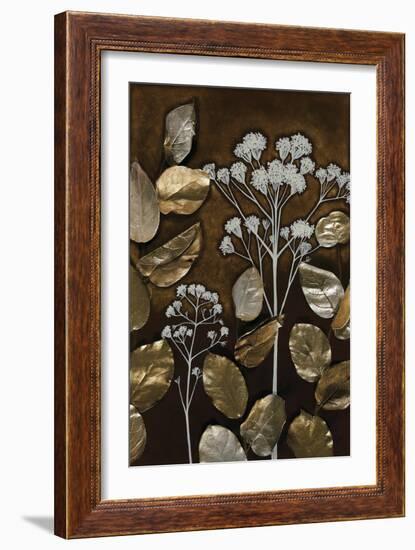 Gilded Leaf Collage I-Megan Meagher-Framed Art Print