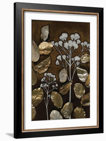 Gilded Leaf Collage I-Megan Meagher-Framed Art Print