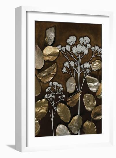 Gilded Leaf Collage I-Megan Meagher-Framed Art Print