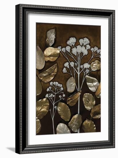 Gilded Leaf Collage I-Megan Meagher-Framed Art Print