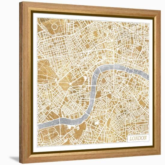 Gilded London Map-Laura Marshall-Framed Stretched Canvas