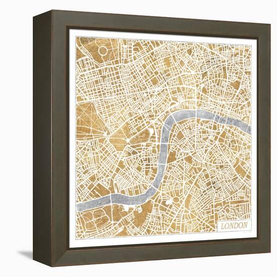 Gilded London Map-Laura Marshall-Framed Stretched Canvas