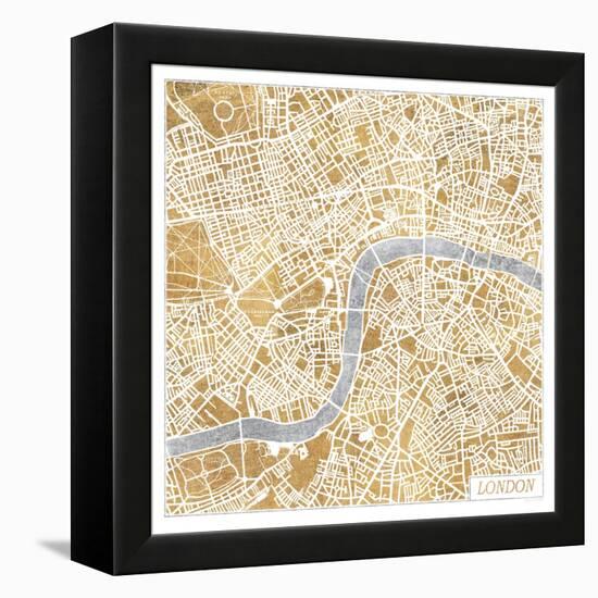 Gilded London Map-Laura Marshall-Framed Stretched Canvas