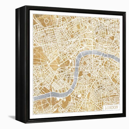 Gilded London Map-Laura Marshall-Framed Stretched Canvas