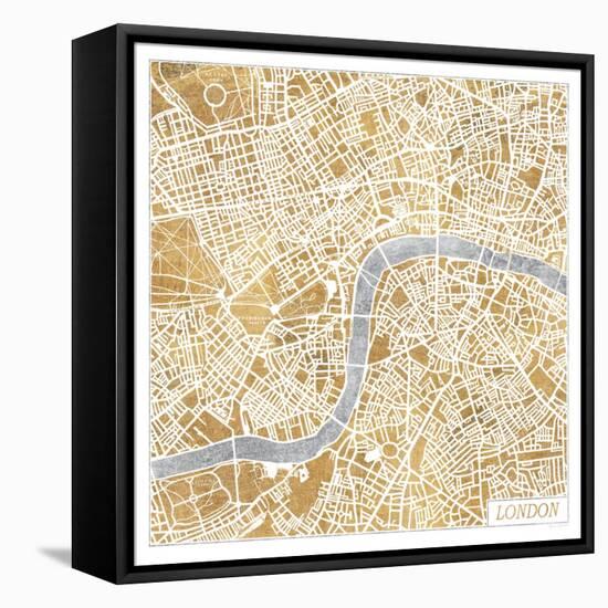 Gilded London Map-Laura Marshall-Framed Stretched Canvas