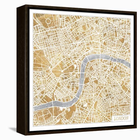 Gilded London Map-Laura Marshall-Framed Stretched Canvas