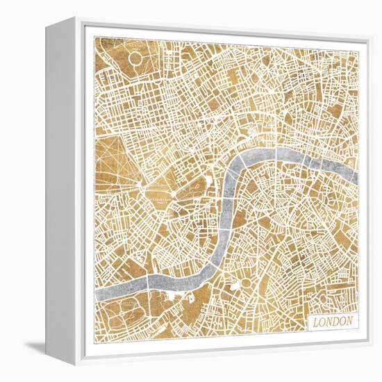 Gilded London Map-Laura Marshall-Framed Stretched Canvas