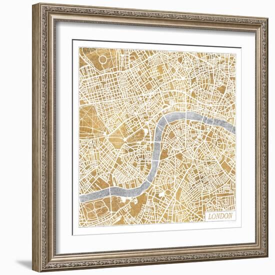 Gilded London Map-Laura Marshall-Framed Art Print