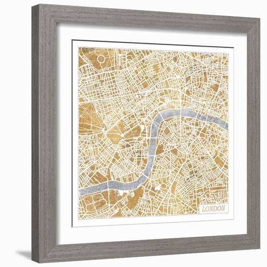 Gilded London Map-Laura Marshall-Framed Art Print