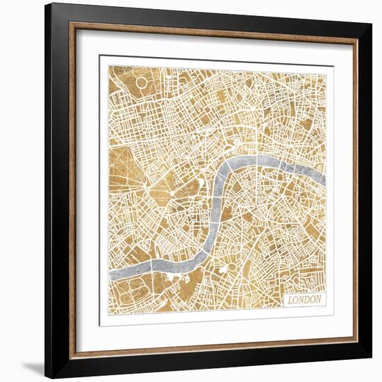 Gilded London Map-Laura Marshall-Framed Art Print