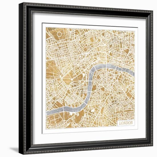 Gilded London Map-Laura Marshall-Framed Art Print