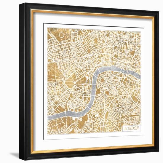 Gilded London Map-Laura Marshall-Framed Art Print