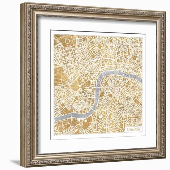 Gilded London Map-Laura Marshall-Framed Art Print