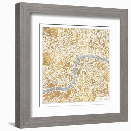 Gilded London Map-Laura Marshall-Framed Art Print