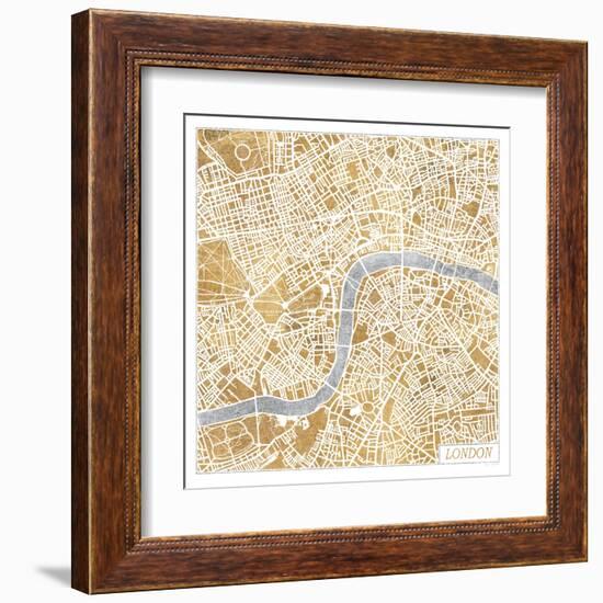 Gilded London Map-Laura Marshall-Framed Art Print