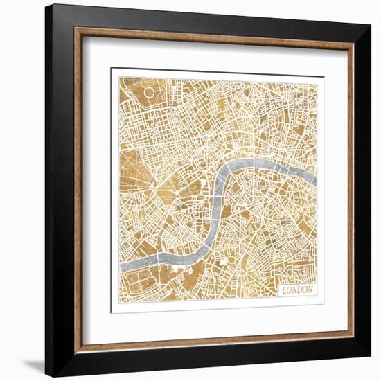 Gilded London Map-Laura Marshall-Framed Art Print