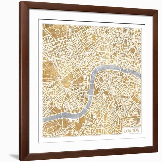 Gilded London Map-Laura Marshall-Framed Premium Giclee Print