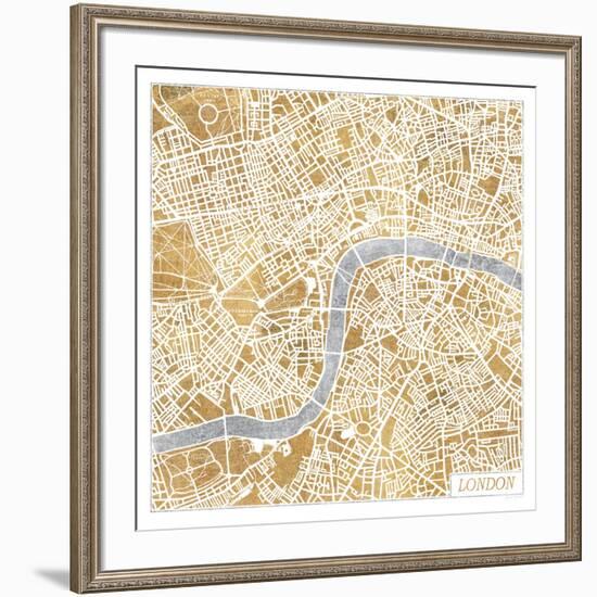 Gilded London Map-Laura Marshall-Framed Premium Giclee Print