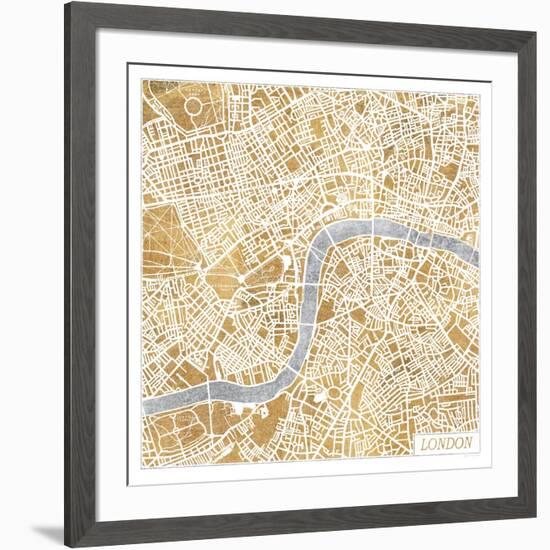 Gilded London Map-Laura Marshall-Framed Premium Giclee Print