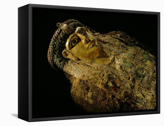 Gilded Mummy with Greek Spiral Curls and Traditional Egyptian Motifs, Bahariya Oasis, Egypt-Kenneth Garrett-Framed Premier Image Canvas