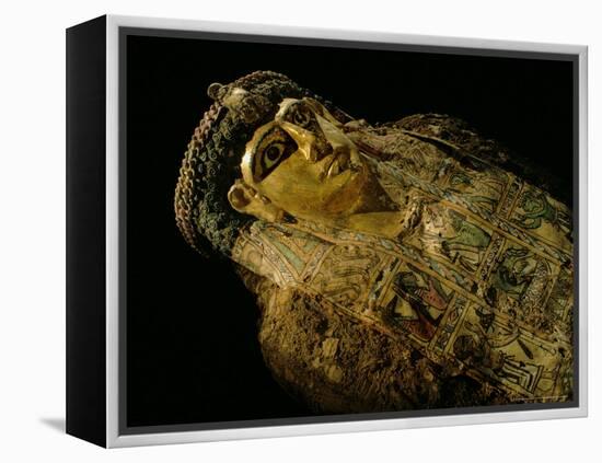 Gilded Mummy with Greek Spiral Curls and Traditional Egyptian Motifs, Bahariya Oasis, Egypt-Kenneth Garrett-Framed Premier Image Canvas