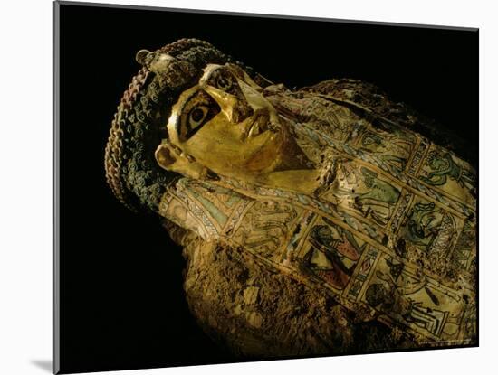 Gilded Mummy with Greek Spiral Curls and Traditional Egyptian Motifs, Bahariya Oasis, Egypt-Kenneth Garrett-Mounted Photographic Print