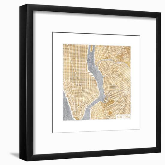 Gilded New York Map-Laura Marshall-Framed Art Print