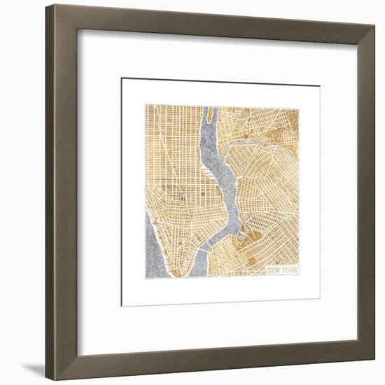 Gilded New York Map-Laura Marshall-Framed Art Print