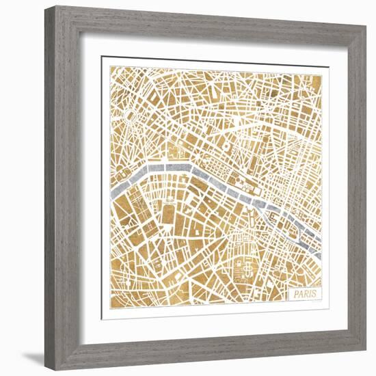 Gilded Paris Map-Laura Marshall-Framed Art Print