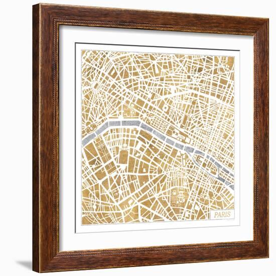 Gilded Paris Map-Laura Marshall-Framed Art Print