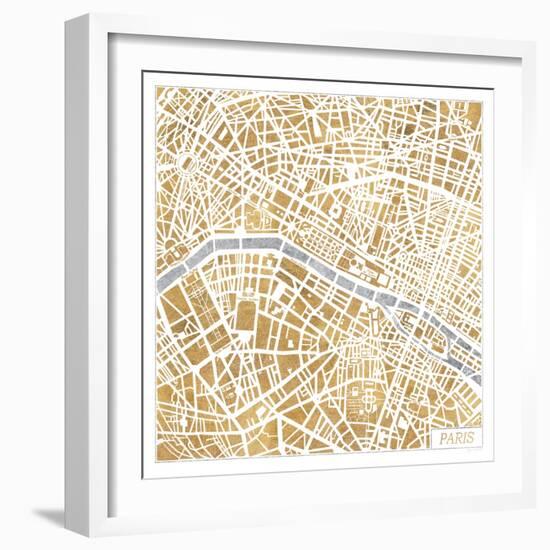 Gilded Paris Map-Laura Marshall-Framed Art Print