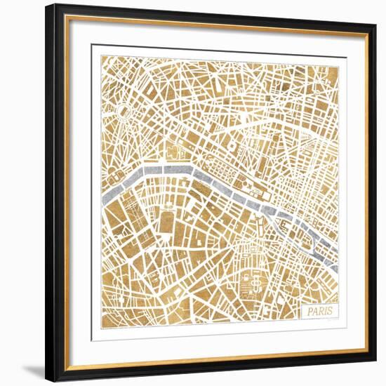 Gilded Paris Map-Laura Marshall-Framed Art Print