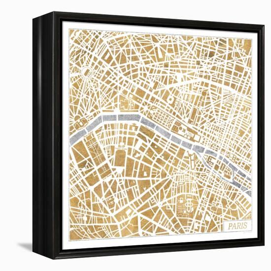 Gilded Paris Map-Laura Marshall-Framed Stretched Canvas