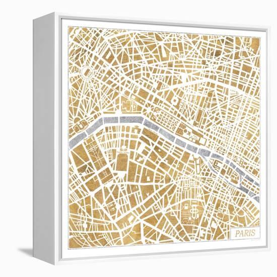 Gilded Paris Map-Laura Marshall-Framed Stretched Canvas