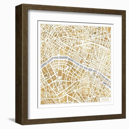 Gilded Paris Map-Laura Marshall-Framed Art Print