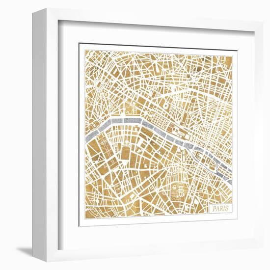 Gilded Paris Map-Laura Marshall-Framed Art Print