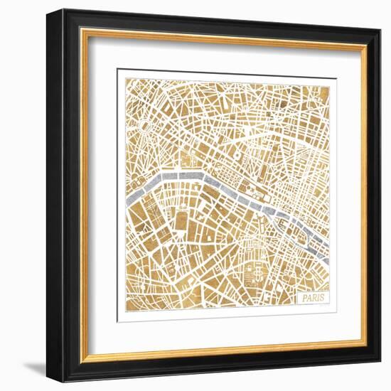 Gilded Paris Map-Laura Marshall-Framed Art Print