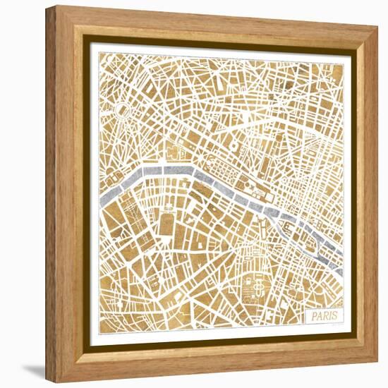 Gilded Paris Map-Laura Marshall-Framed Stretched Canvas