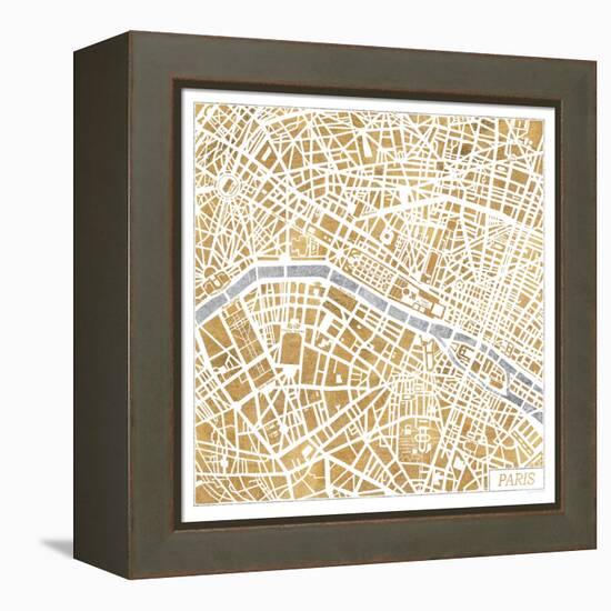 Gilded Paris Map-Laura Marshall-Framed Stretched Canvas