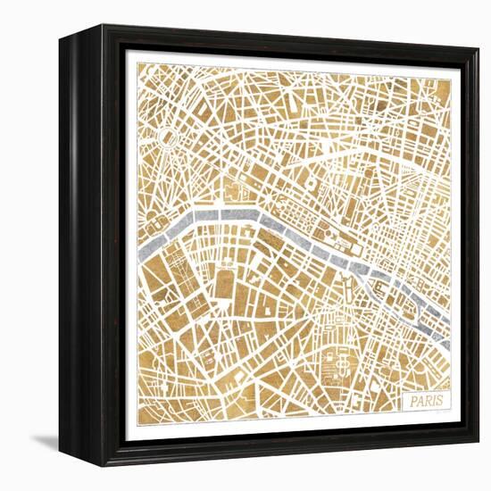 Gilded Paris Map-Laura Marshall-Framed Stretched Canvas