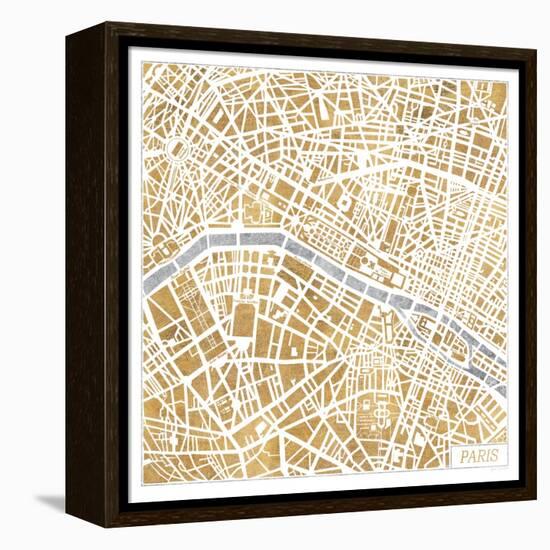 Gilded Paris Map-Laura Marshall-Framed Stretched Canvas