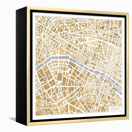 Gilded Paris Map-Laura Marshall-Framed Stretched Canvas