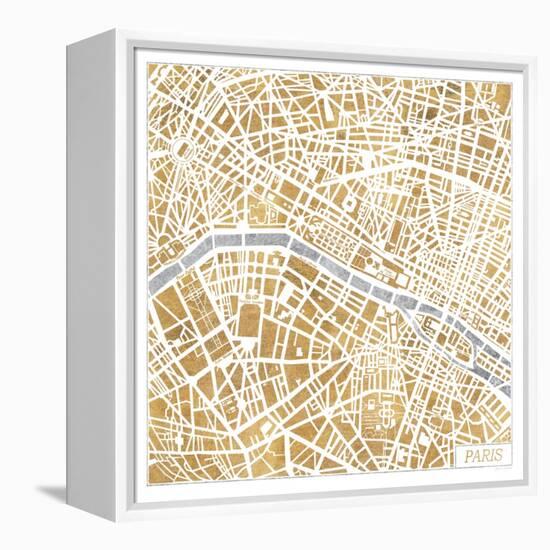 Gilded Paris Map-Laura Marshall-Framed Stretched Canvas