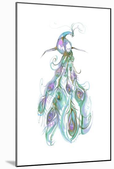 Gilded Peacock Plumes II-Jennifer Goldberger-Mounted Art Print