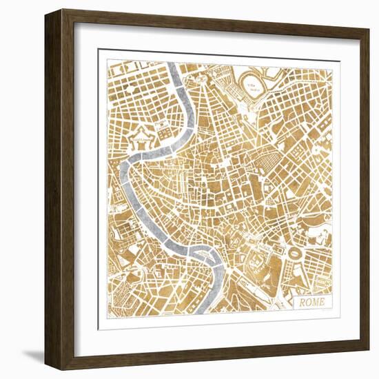 Gilded Rome Map-Laura Marshall-Framed Premium Giclee Print