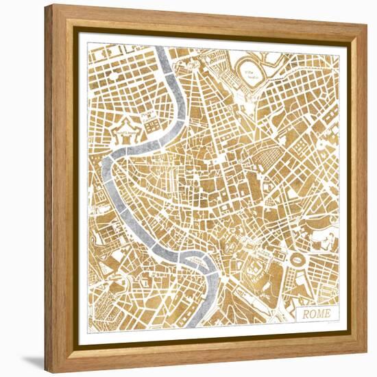 Gilded Rome Map-Laura Marshall-Framed Stretched Canvas