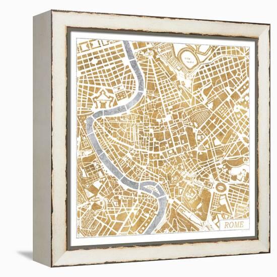 Gilded Rome Map-Laura Marshall-Framed Stretched Canvas