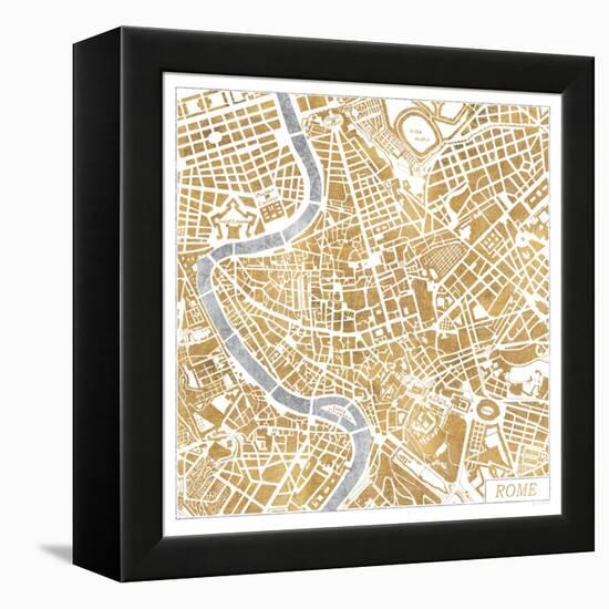 Gilded Rome Map-Laura Marshall-Framed Stretched Canvas