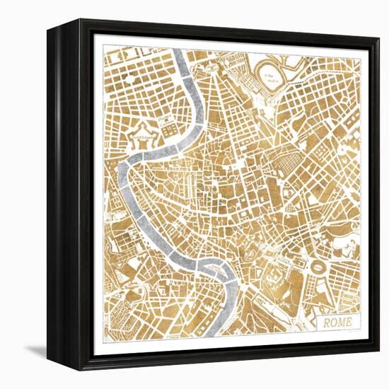 Gilded Rome Map-Laura Marshall-Framed Stretched Canvas