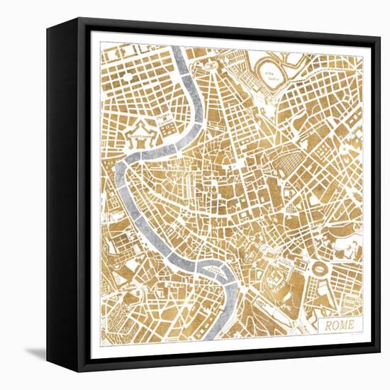 Gilded Rome Map-Laura Marshall-Framed Stretched Canvas